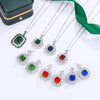 Parure Bijoux Luxe Collier Pendentif Géométrique Zircons Femme — 7 Coloris
