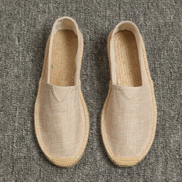Men's Linen Espadrilles for Summer - Handmade Shoes with Canvas Sole