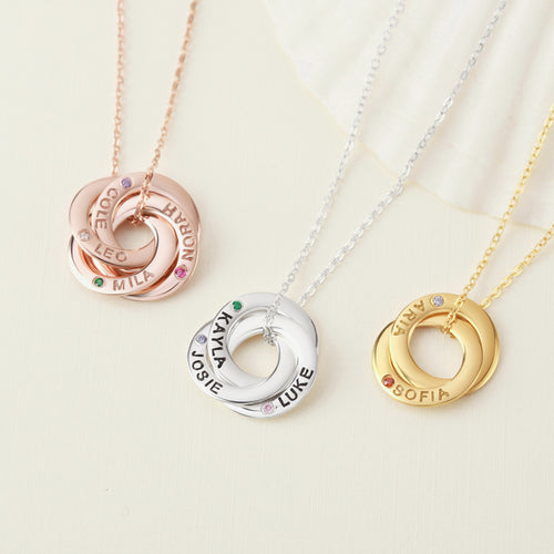 Collier Maman Personnalisé Prénoms Enfants Pierres de Naissance - Bijou Famille