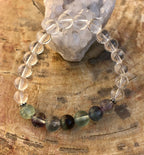 Bracelet Fluorite Arc-en-Ciel & Quartz Cristal — Pierres Naturelles Femme