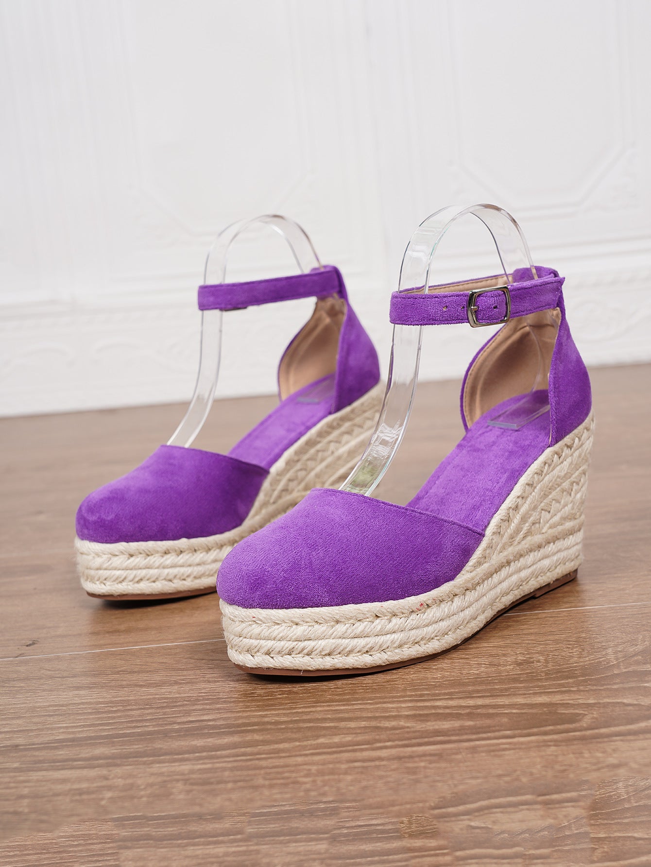 Women's Summer Platform Espadrille Sandals - Suede Ankle Strap