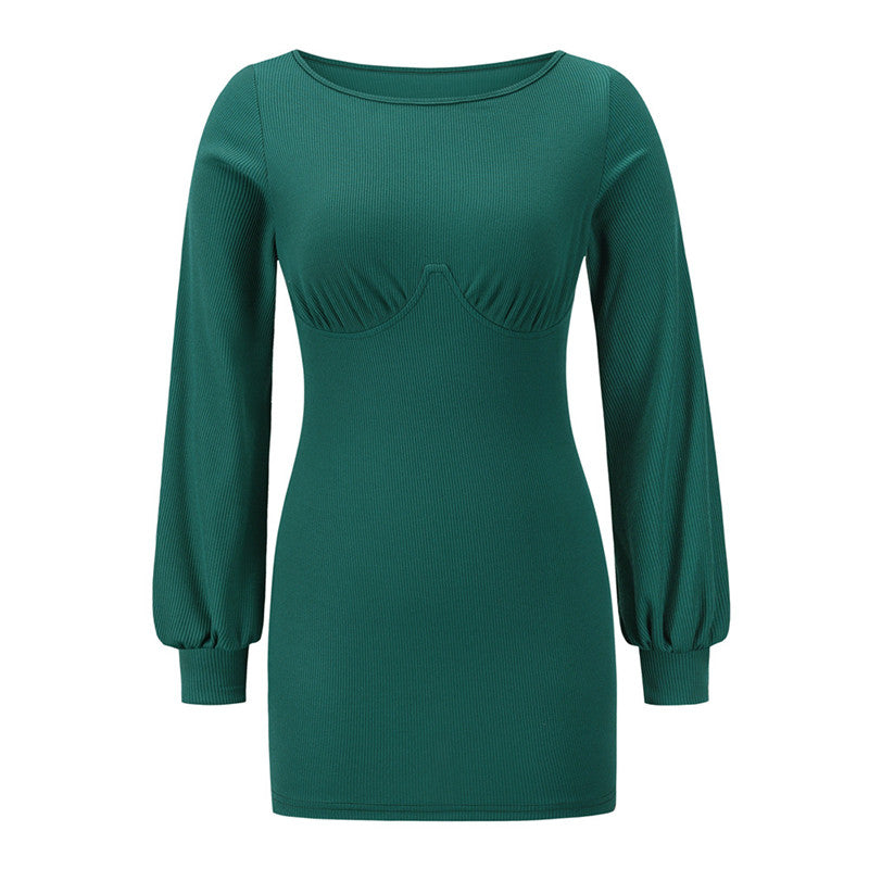 Women's Long Sleeve Ribbed Slim Fit Maxi Dress