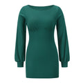 Women's Long Sleeve Ribbed Slim Fit Maxi Dress