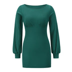 Women's Long Sleeve Ribbed Slim Fit Maxi Dress