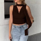 Women's Solid Color Ribbed Off-Shoulder Top