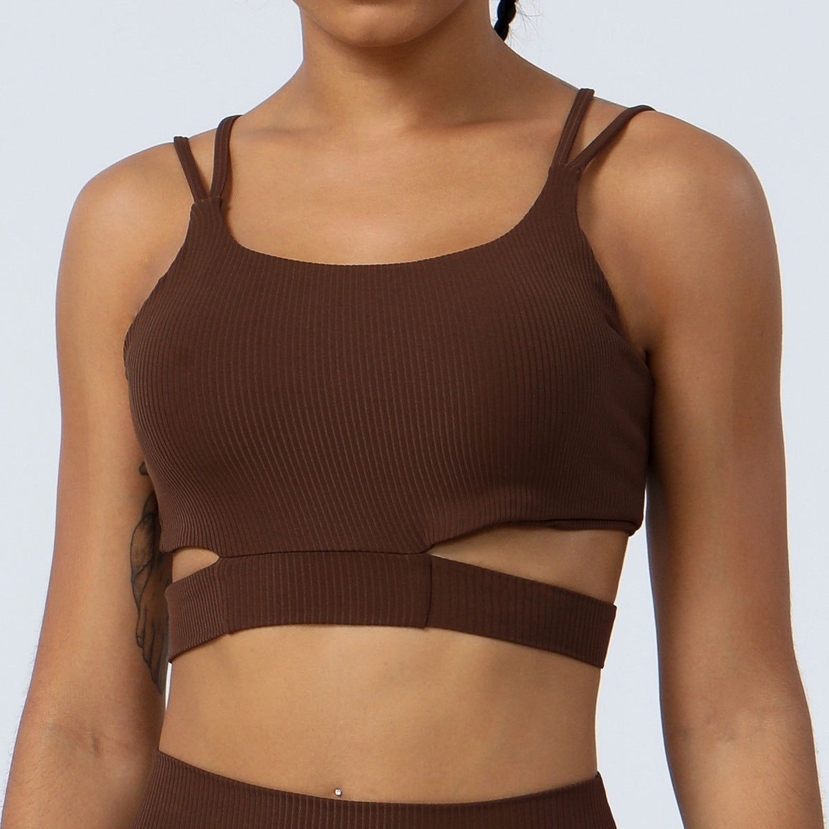Top Sport Dos Nu Côtelé Femme - Gilet Fitness Slim