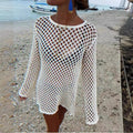 Long-Sleeve Knit Openwork Maxi Dress — Women's Beach Cover-Up Summer 2026