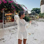 Long-Sleeve Knit Openwork Maxi Dress — Women's Beach Cover-Up Summer 2026