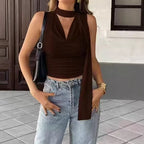 Women's Solid Color Ribbed Off-Shoulder Top