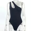 Women's Ribbed Knit Cut-Out One-Shoulder Jumpsuit