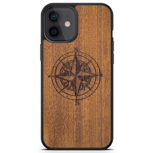 Coque iPhone Bois Compass - Protection Premium Écologique Gravée