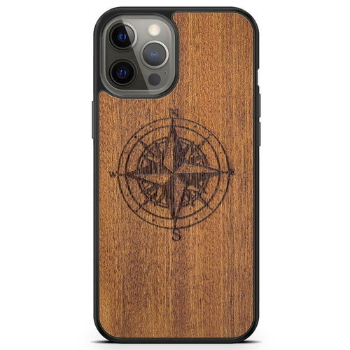 Coque iPhone Bois Compass - Protection Premium Écologique Gravée