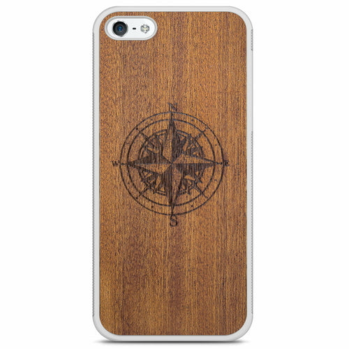 Coque iPhone Bois Compass - Protection Premium Écologique Gravée
