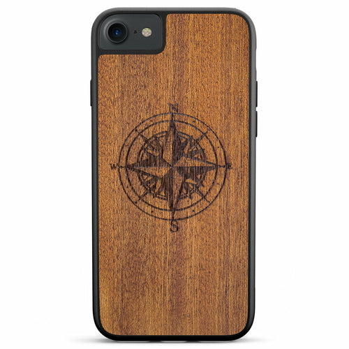 Coque iPhone Bois Compass - Protection Premium Écologique Gravée