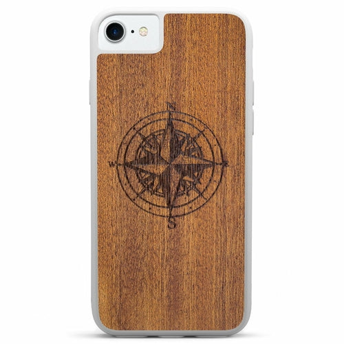 Coque iPhone Bois Compass - Protection Premium Écologique Gravée