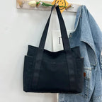 Bolso Tote Mujer Negro - Grande Formato Nylon Ligero para Viaje y Diario