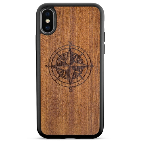 Coque iPhone Bois Compass - Protection Premium Écologique Gravée