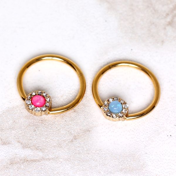 Anneau Captif Opale Synthétique Plaqué Or – Bijou de Piercing