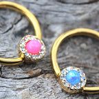Anneau Captif Opale Synthétique Plaqué Or – Bijou de Piercing