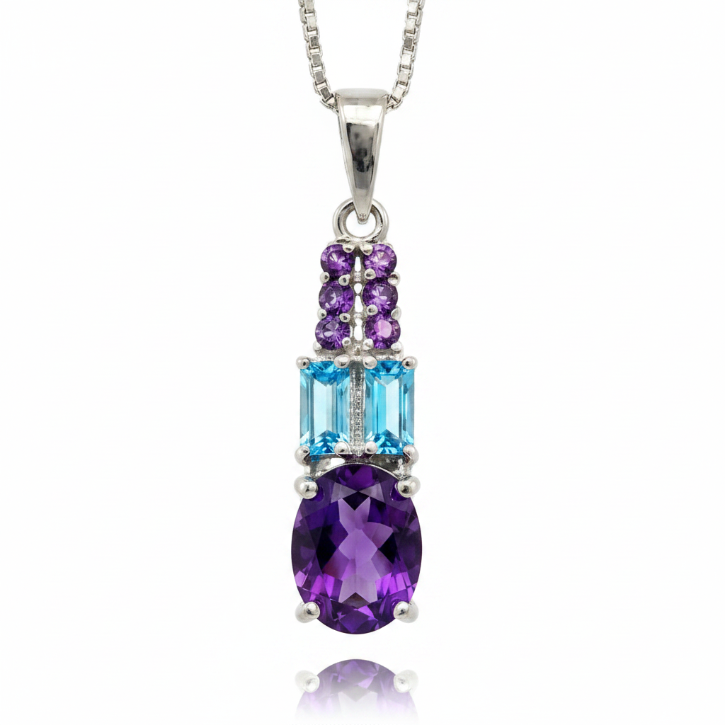 Pendentif améthyste fond blanc