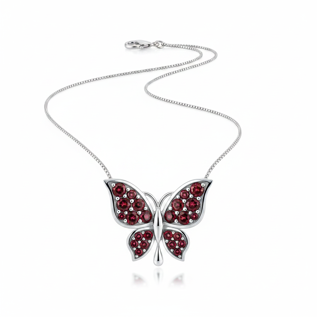 Pendentif papillon grenat