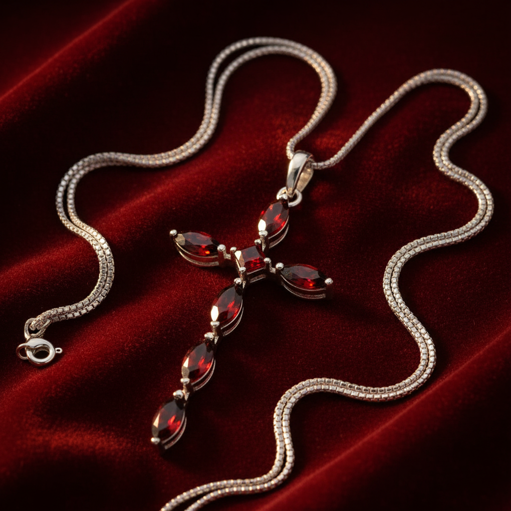 Pendentif velours rouge