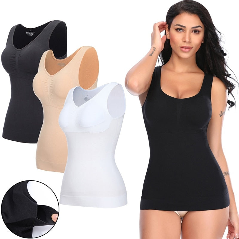 Top Sans Manches Femme avec Brassière Intégrée Amovible – Camisole Casual Confort S à XXL