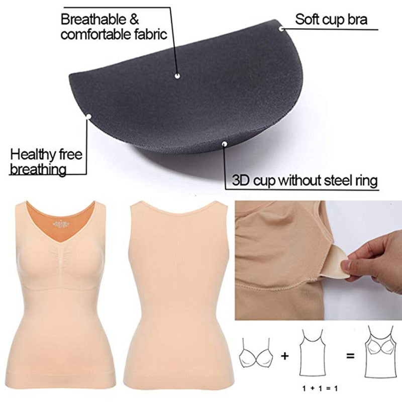 Top Sans Manches Femme avec Brassière Intégrée Amovible – Camisole Casual Confort S à XXL