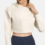 Women Workout Crop Hoodie Long Sleeve Sweatshirt Casual Pullove Sport Top Fitness Women-0