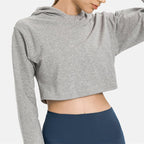 Women Workout Crop Hoodie Long Sleeve Sweatshirt Casual Pullove Sport Top Fitness Women-4