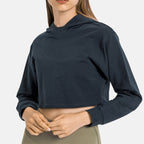 Women Workout Crop Hoodie Long Sleeve Sweatshirt Casual Pullove Sport Top Fitness Women-5