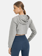 Women Workout Crop Hoodie Long Sleeve Sweatshirt Casual Pullove Sport Top Fitness Women-2
