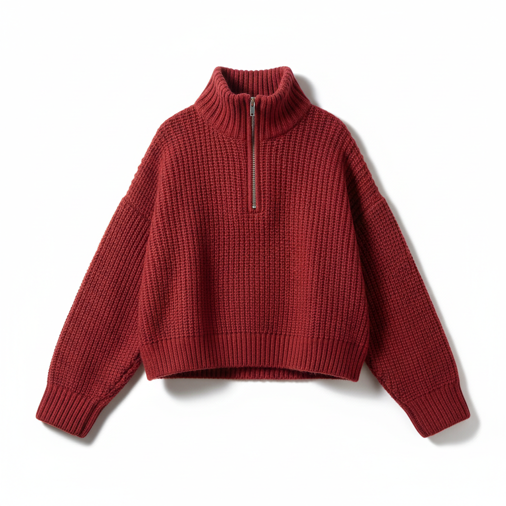 Pull rouge fond blanc