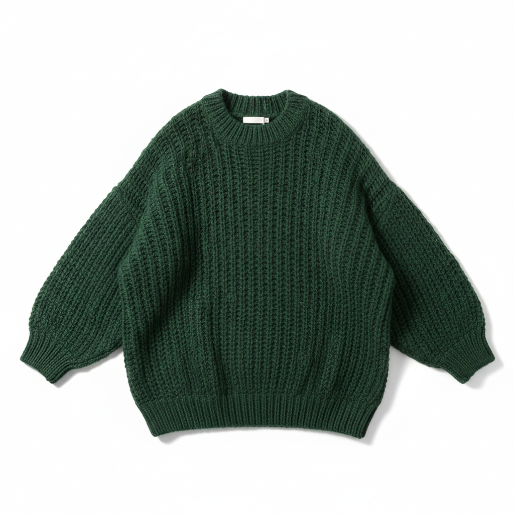 Pull vert fond blanc