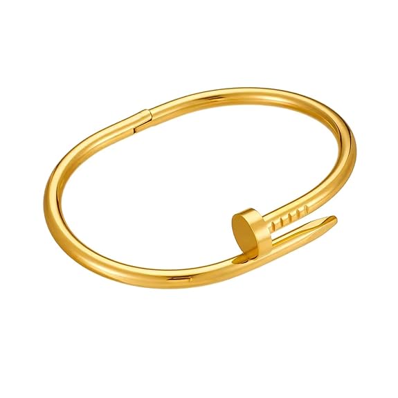 Bracelet Jonc Clou Minimaliste – Bangle Élégant Doré – Femme